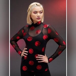 House Of The Dragon Targaryen Sigil Mesh Twofer Long-Sleeve Top